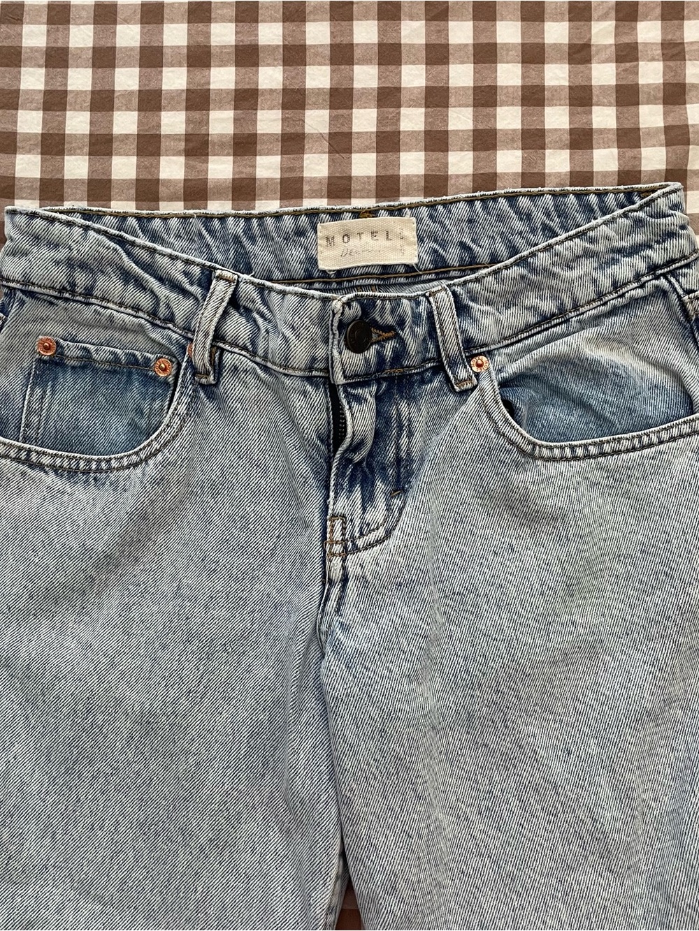Motel Rocks Light Blue Straight Leg Jeans